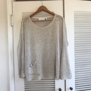 Sparrow Anthro Linen Blend Open Knit Sweater